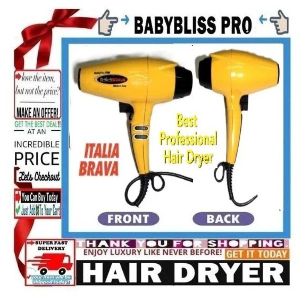 Babyliss Pro Italia Brava Hair Dryer Professional Ferrari Yellowbuy Now